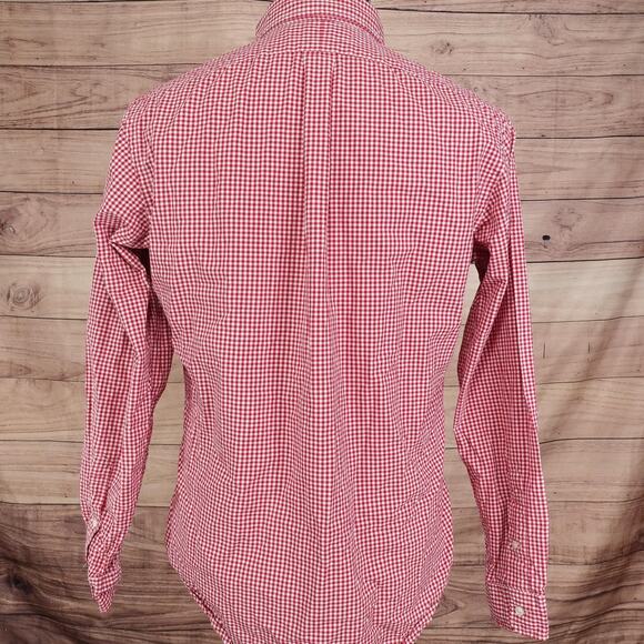 Polo Ralph Lauren Shirt Mens M Red Gingham Button Down Long Sleeve Custom Fit - Picture 4 of 9